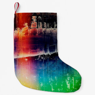 Traditional grunge background, scratched texture w small christmas stocking