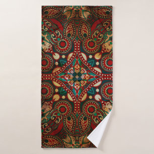Traditional grunge ornamental floral paisley banda bath towel