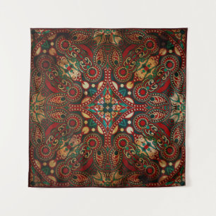 Traditional grunge ornamental floral paisley banda tapestry