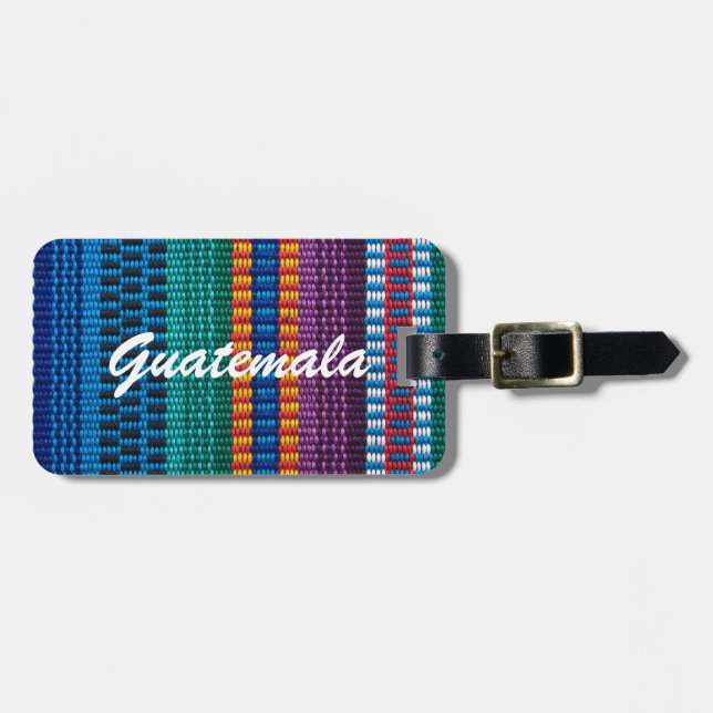 Traditional Guatemala fabric weave custom text Luggage Tag (Front Horizontal)
