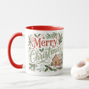 Traditional Hand Lettering Christmas Gingerbread Mug