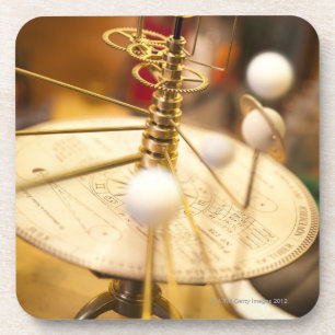 Traditional handcrafted brass orrery with the coaster
