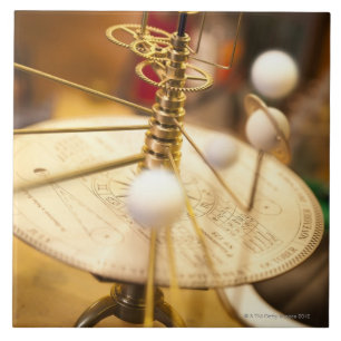 Traditional handcrafted brass orrery with the tile