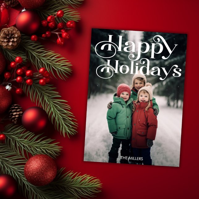 Traditional Happy Holidays Minimal 1 Photo Elegant Holiday Card (Traditional Happy Holidays Minimal 1 Photo Elegant Holiday Card)