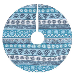 Traditional heartbeat, floral tribal festive blend brushed polyester tree skirt
