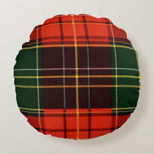Traditional Holiday Plaid Round Cushion