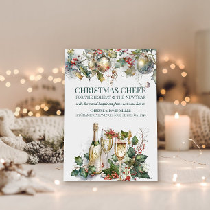 Traditional Holly Christmas Cheer New Home Holiday Card