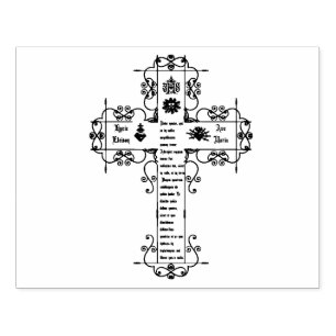 Traditional IHS Catholic Prayer Cross Rubber Stamp