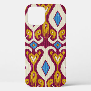 Traditional ikat fabric seamless pattern iPhone 12 case