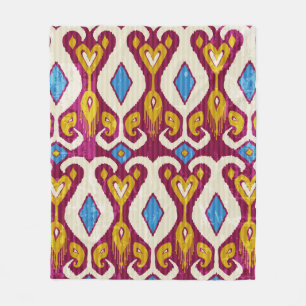 Traditional ikat fabric seamless pattern fleece blanket