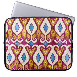 Traditional ikat fabric seamless pattern laptop sleeve