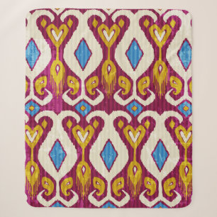 Traditional ikat fabric seamless pattern sherpa blanket