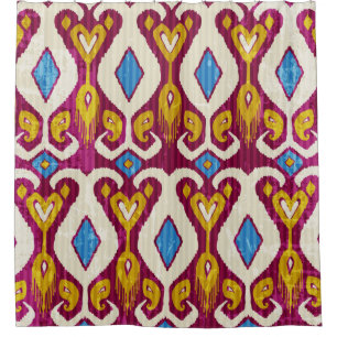 Traditional ikat fabric seamless pattern shower curtain