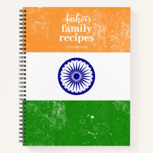 Traditional Indian Flag Family Recipe Cookbook Notebook