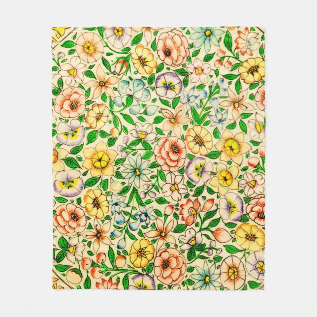 Traditional Indian floral pattern Fleece Blanket (Front)