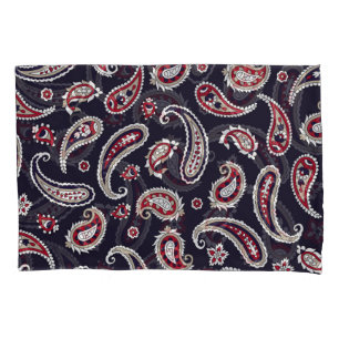 Traditional Indian paisley, navy pattern. Pillowcase