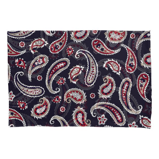 Traditional Indian paisley, navy pattern. Pillowcase (Front)