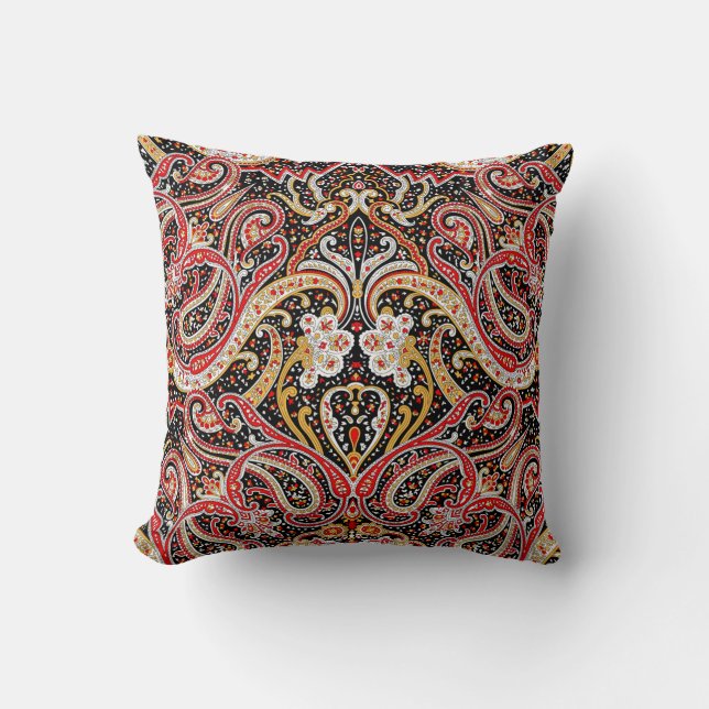 traditional indian paisley pattern cushion (Front)