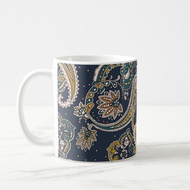 Traditional Indian Paisley pattern on backgroundpa Coffee Mug (Left)