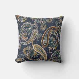 Traditional Indian Paisley pattern on backgroundpa Cushion