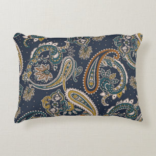 Traditional Indian Paisley pattern on backgroundpa Decorative Cushion
