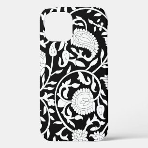 Traditional indian paisley pattern on black and wh iPhone 12 case