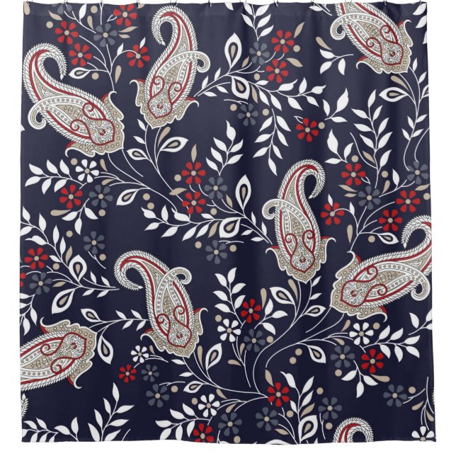 traditional Indian paisley pattern Shower Curtain (Front)