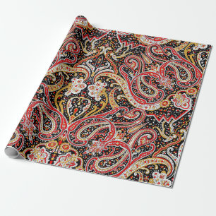 traditional indian paisley pattern wrapping paper