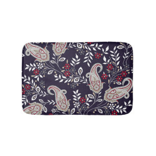 Traditional Indian paisley, seamless pattern. Bath Mat
