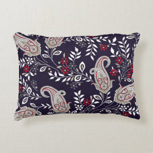 Traditional Indian paisley, seamless pattern. Decorative Cushion