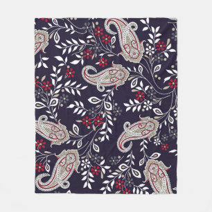 Traditional Indian paisley, seamless pattern. Fleece Blanket