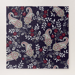 Traditional Indian paisley, seamless pattern. Jigsaw Puzzle