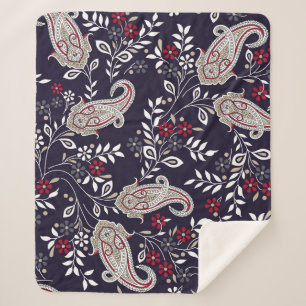 Traditional Indian paisley, seamless pattern. Sherpa Blanket