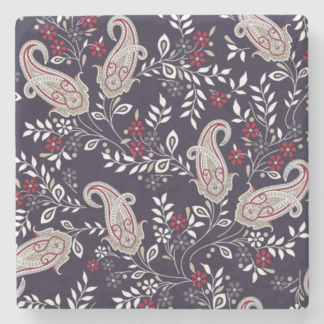 Traditional Indian paisley, seamless pattern. Stone Coaster (Front)