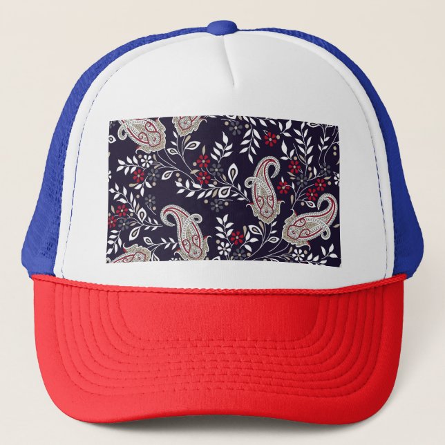 Traditional Indian paisley, seamless pattern. Trucker Hat (Front)