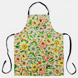 Traditional Indian Spring Floral Design Apron
