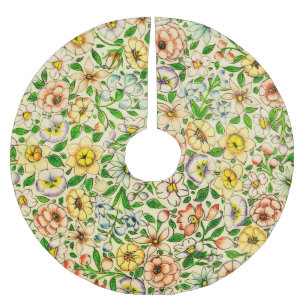 Traditional Indian Spring Floral Design Brushed Polyester Tree Skirt