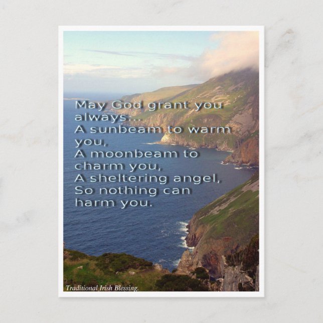 Traditional Irish Blessing, Ireland coastline Postcard (Front)