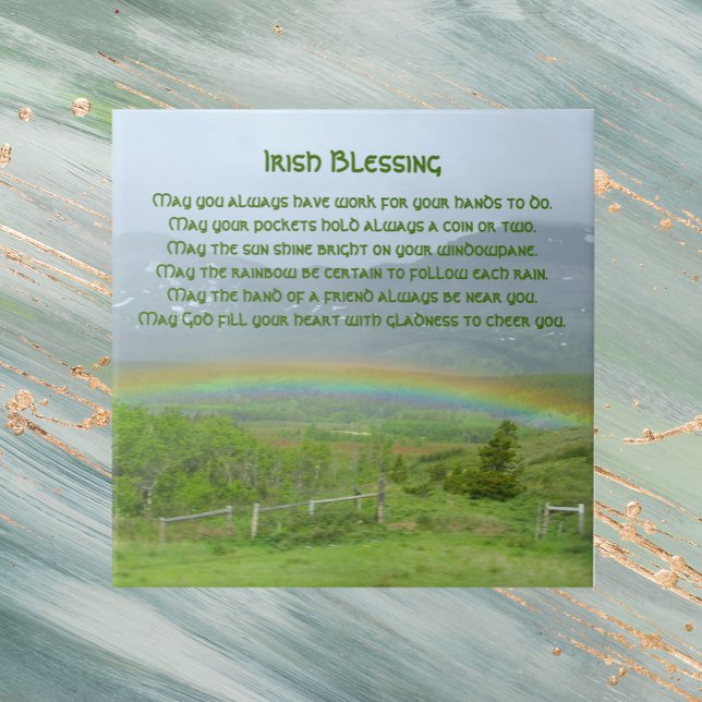 Traditional Irish Blessing Valley Rainbow Ceramic Tile (In Situ)