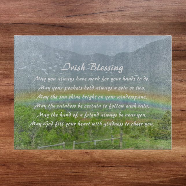 Traditional Irish Blessing Valley Rainbow Cutting Board (In Situ)