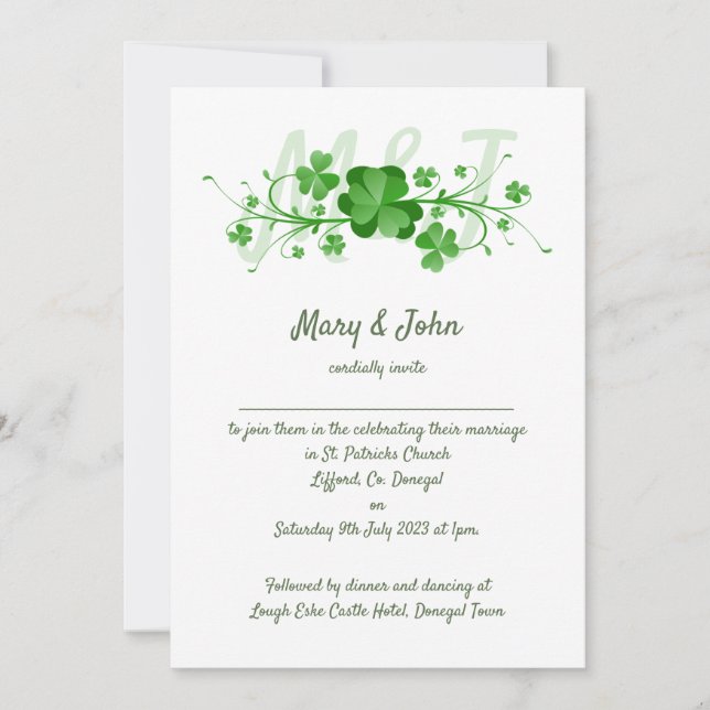 Traditional Irish Shamrocks Celtic Clover Invitation (Front)