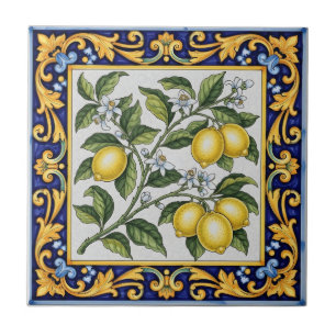 Traditional Italian Majolica Lemon Ceramic Tile
