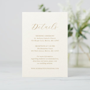 Traditional Ivory and Gold Elegant Wedding Enclosure Card