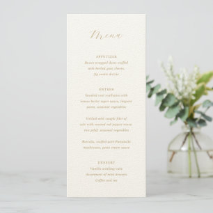 Traditional Ivory and Gold Elegant Wedding Menu