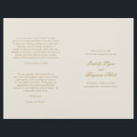 Traditional Ivory Formal Elegant Wedding Program<br><div class="desc">Classic style folded Wedding Program with accent words in an elegant calligraphy typography. The front has your event details, the inside has your wedding party and order of ceremony. The back has a template for your message / quotes. All text is in faux gold over a neutral ivory background and...</div>