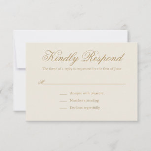 Traditional Ivory Formal Elegant Wedding RSVP Card