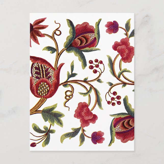 Traditional Jacobean Embroidery Pattern Postcard (Front)