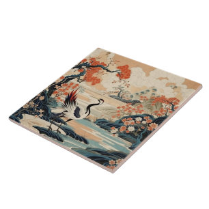 Traditional Japan Kutani Ornamental Art 15 Ceramic Tile