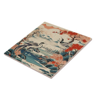 Traditional Japan Kutani Ornamental Art 19 Ceramic Tile