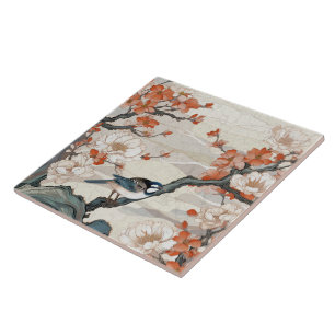 Traditional Japan Kutani Ornamental Art 1 Ceramic Tile
